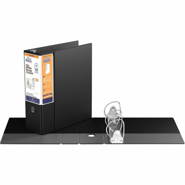 QuickFit Heavy-Duty 3-Ring File Binder, Locking D-Ring , View Binder, 4 Inch, Black - 4" (101.60 mm) Binder Capacity - 8 1/2" (215.90 mm) x 11" (279.40 mm) Sheet Size - 650 Sheet Capacity - 3 x 4" (101.60 mm) Ring - Fastener: D-Ring - Pocket: 2, Internal