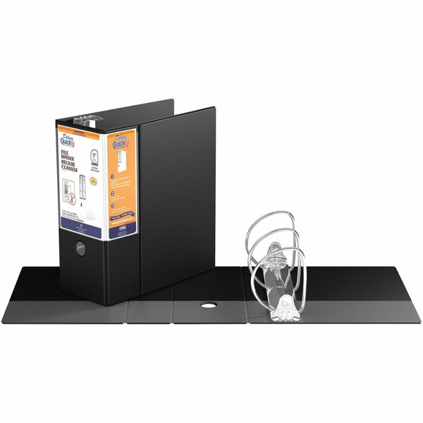 QuickFit Heavy-Duty 3-Ring File Binder, Locking D-Ring, View Binder, 5 Inch, Black - 5" (127 mm) Binder Capacity - 8 1/2" (215.90 mm) x 11" (279.40 mm) Sheet Size - 950 Sheet Capacity - 3 x 5" (127 mm) Ring - Fastener: D-Ring - Pocket: 2, Internal - Polyp