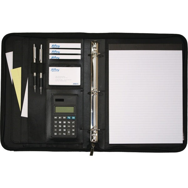 Hilroy Executive 1" Double Booster Round Ring Binder - 1" (25.40 mm) Binder Capacity - 3 Ring(s) - Fastener(s): Ring - Pocket(s): 2 - Pen Loop, Card Holder - 1 Each