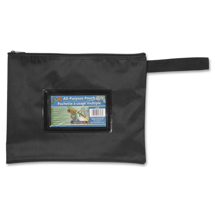 Merangue Carrying Case (Pouch) Document, Accessories, Jewelry - Black - Nylon Body - Carrying Strap - 9" (228.60 mm) Height x 11.50" (292.10 mm) Width - 1 Each