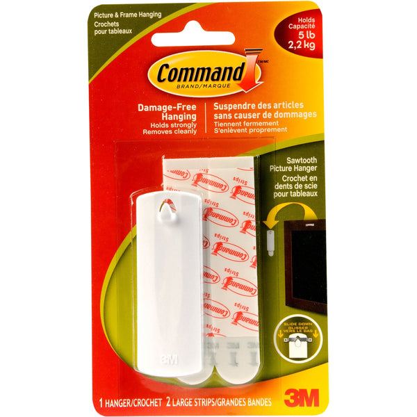 Command Sawtooth Picture Hanger, 17040C - 1 Hangers - 5 lb (2267.96 g) Capacity - for Pictures - 1 / Pack