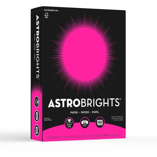 Astrobrights Color Copy Paper - Fireball Fuchsia - Letter - 8 1/2" (215.90 mm) x 11" (279.40 mm) - 24 lb (10886.22 g) Basis Weight - Smooth - Acid-free, Lignin-free - Fireball Fuchsia - 500 / Pack