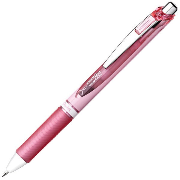 Pentel Pink Ribbon Retractable Gel Rollerball Pen - Black Ink - 0.7 mm (0.03") Medium Pen Point - Refillable - Retractable - Black Ink - Gel-based - Pink Barrel - 1 Each