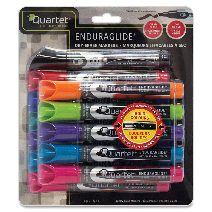 Quartet EnduraGlide Dry-erase Marker - Erasable - Assorted Ink - 12 / Pack