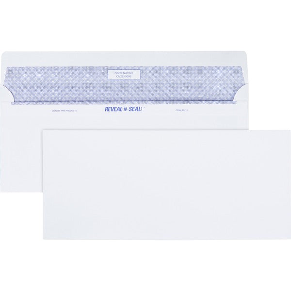 Quality Park Reveal-N-Seal Business Envelope - Business - #10 - 9 1/2" (241.30 mm) Width x 4 1/8" (104.78 mm) Length - Flap - White - 500 / Box