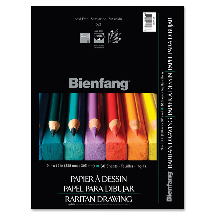 Bienfang Raritan Drawing Pad - 30 Sheets - Plain - Spiral - 70 lb (31751.47 g) Basis Weight - 9" (22.86 cm) x 12" (30.48 cm) Sheet Size - Heavyweight, Acid-free - No - 1 / Each