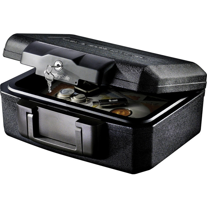 Sentry Safe Fire Chest-1200 - 5 L - Flat Key Lock - Fire Resistant - Internal Size 3.5" (88.90 mm) Height x 12" (304.80 mm) Width x 7.5" (190.50 mm) Depth - Overall Size 6.1" (154.94 mm) Height x 14.3" (363.22 mm) Width x 11.2" (284.48 mm) Depth - Black