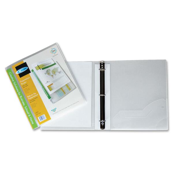 Filemode Round Ring Presentation Binder - 5/8" (15.88 mm) Binder Capacity - Letter - 8 1/2" (215.90 mm) x 11" (279.40 mm) Sheet Size - 100 Sheet Capacity - 3 Ring - Fastener: Ring - Pocket: Internal - Polypropylene - Clear - CD Holder, PVC-free - 1 Each