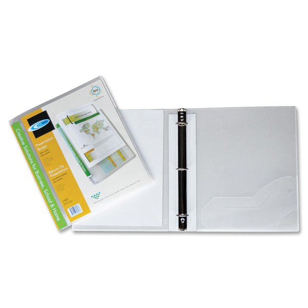 Filemode Round Ring Presentation Binder - 1" (25.40 mm) Binder Capacity - Letter - 8 1/2" (215.90 mm) x 11" (279.40 mm) Sheet Size - 3 Ring - Fastener: Ring - Pocket: Internal - Clear - 1 Each