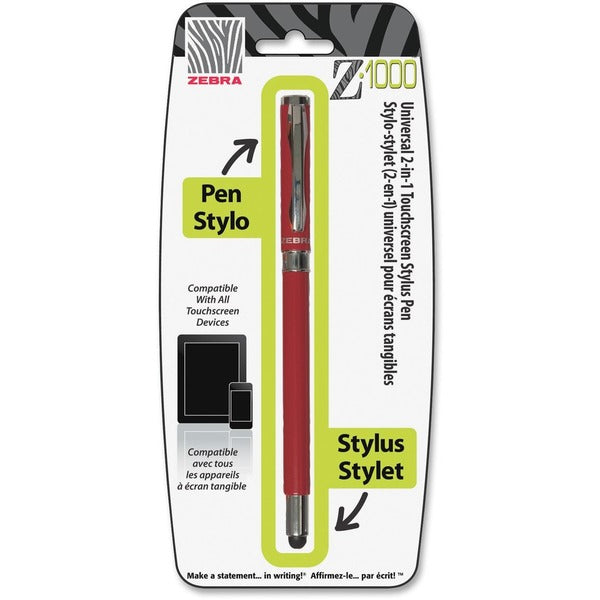 Zebra Pen Z-1000 Ballpoint/Stylus Combo Pen - 1 mm (0.04") Medium Pen Point - Refillable - Black Ink - Metal Barrel - 1 Each