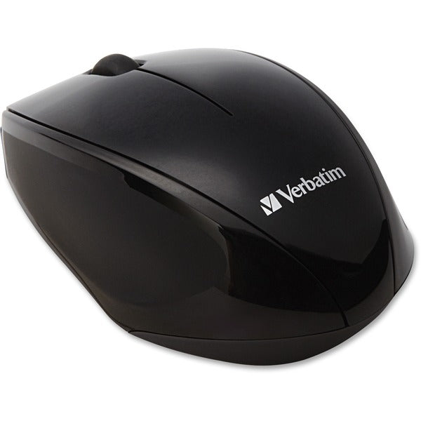 Verbatim Wireless Notebook Multi-Trac Blue LED Mouse - Black - Blue Optical - Wireless - Radio Frequency - 2.40 GHz - Black - USB 2.0 - Scroll Wheel - 3 Button(s) - 1 x AA Battery Supported - 1 Each