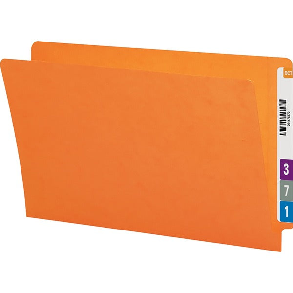 Smead Shelf-Master Straight Tab Cut Legal Recycled End Tab File Folder - 9 1/2" (241.30 mm) x 14 5/8" (371.48 mm) - 3/4" (19.05 mm) Expansion - Orange - 10% Recycled - 1 Pack