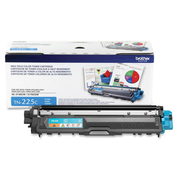 Brother TN225C Toner Cartridge - Laser - High Yield - 2200 Pages - Cyan - 1 Each