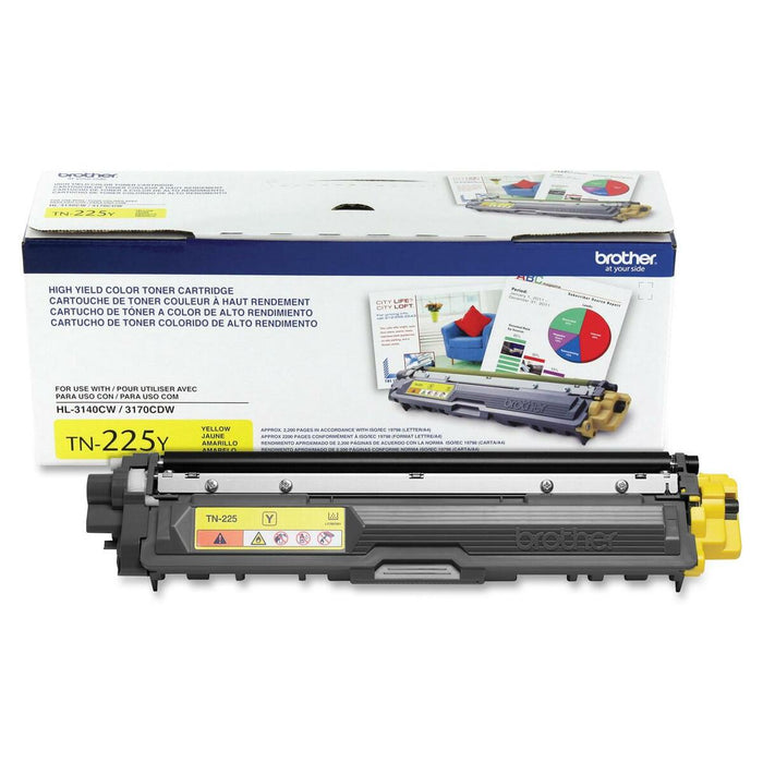 Brother TN225Y Toner Cartridge - Laser - High Yield - 2200 Pages - Yellow - 1 Each
