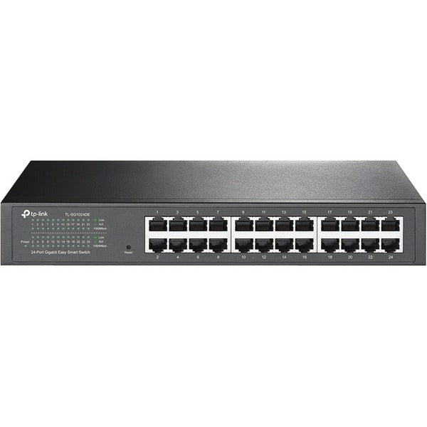 TP-Link 24-Port Gigabit Easy Smart Switch - 24 Ports - Manageable - Gigabit Ethernet - 10/100/1000Base-T - 2 Layer Supported - 14.19 W Power Consumption - Twisted Pair - 1U - Desktop, Rack-mountable - 3 Year Limited Warranty