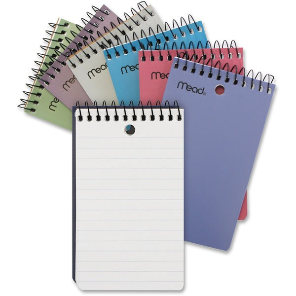 Mead Memo Book - 200 Pages - 100 Sheets - Plain - Wire Bound - 3" (76.20 mm) x 5" (127 mm) Sheet Size - White Paper - Black Binding - Poly Cover - Hole-punched - 1 Each