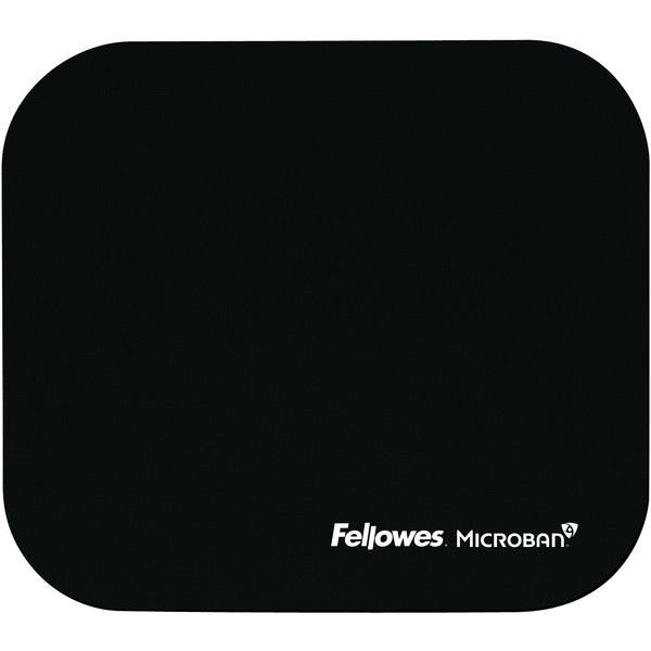 Fellowes Microban&reg; Mouse Pad - Black - 8" (203.20 mm) Height x 9" (228.60 mm) Width x 0.13" (3.30 mm) Depth - Black - Rubber - Tear Resistant, Wear Resistant, Skid Proof - 1 Each