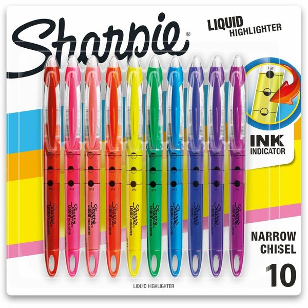 Sharpie Accent Highlighter - Liquid Pen - Micro Chisel Marker Point - Assorted Ink - Pigment-based - 10 / Set
