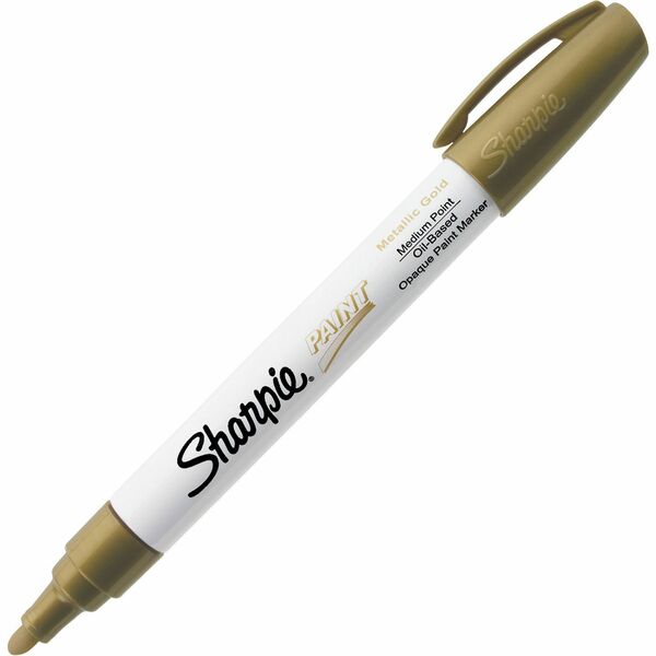 Sharpie Oil-Based Paint Marker - Medium Point - Medium Marker Point - Gold Ink - Oil Based - 1 Each