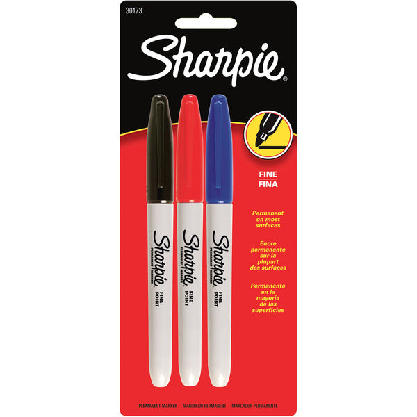 Sharpie Fine Point Permanent Marker - 0.5 mm (0.02") Fine Chisel Marker Point - Assorted Ink - Alcohol Based - 3 / Pack