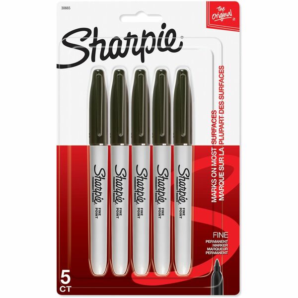 Sharpie Fine Point Permanent Marker - Fine Marker Point - Black Alcohol Based Ink - 5 / Pack