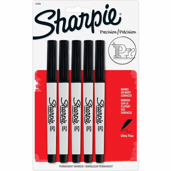 Sharpie Ultra Fine Point Permanent Marker - Ultra Fine Marker Point - 0.2 mm Marker Point Size - Black - 5 / Pack