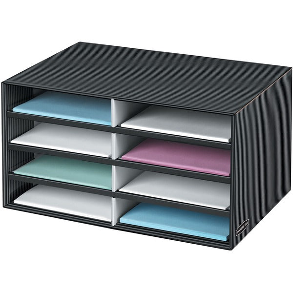 Fellowes Pinstripe Literature Sorter - Letter - Compartment Size : 2.13" (53.98 mm) x 9" (228.60 mm) x 12" (304.80 mm) - 10.3" (260.35 mm) Height x 19.5" (495.30 mm) Width x 12.4" (314.45 mm) Depth - Desktop - Adjustable - 60% Recycled - Gray - 1 Each