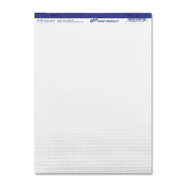 Hilroy Micro Perforated Quadrille Business Pad - 50 Sheets - Letter - 8 1/2" x 11" - 10.88" (276.23 mm) x 8.38" (212.73 mm) x 4" (101.60 mm) - White Paper - Micro Perforated - 1 Each