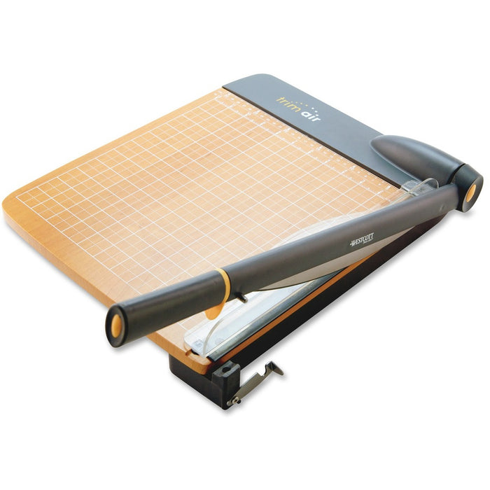Westcott Trim Air Wood Guillotine Paper Trimmer - 30 Sheet Cutting Capacity - 18" (457.20 mm) Cutting Length - 3.50" (88.90 mm) Height x 14.25" (361.95 mm) Width x 26.63" (676.28 mm) Depth - Bonded Blades, Ergonomic Handle, Safety Lock, Safety Guard, Anti
