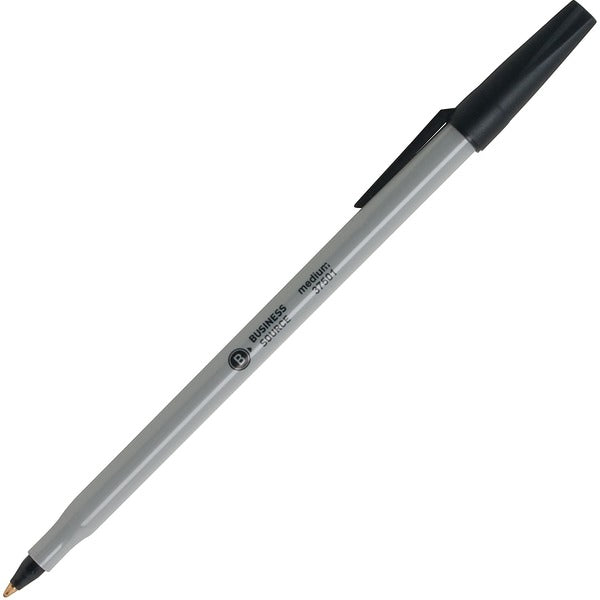 Business Source Bulk Pack Ballpoint Stick Pens - Medium Pen Point - Black - Tungsten Carbide Tip - 60 / Box