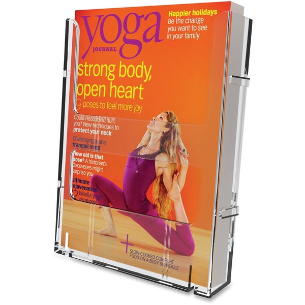 Deflecto Lit Loc Interlocking Magazine Display - 11.3" (285.75 mm) Height x 9" (228.60 mm) Width x 1.3" (31.75 mm) Depth - Interlockable - Clear - Plastic - 1 Each