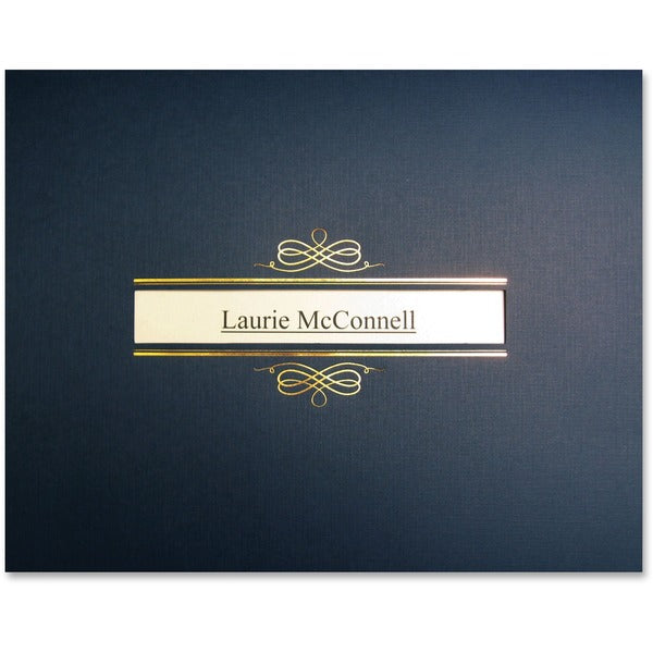 St. James&reg; Recycled Certificate Holder - Linen - Navy Blue, Gold - 5 / Pack