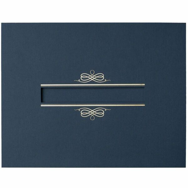 St. James&reg; Letter Recycled Certificate Holder - Linen, Cover Stock - Navy Blue, Gold Foil - 5 / Pack