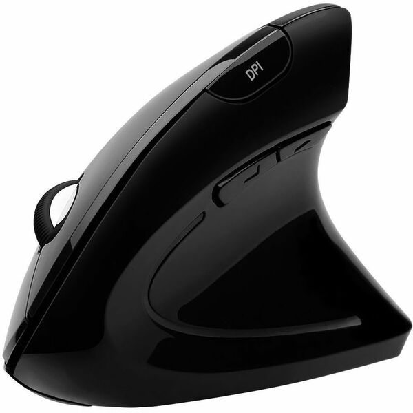 Adesso iMouse E10 2.4 GHz RF Wireless Vertical Ergonomic Mouse - Optical - Wireless - 30 ft (9144 mm) - Radio Frequency - 2.40 GHz - Black - USB - 1600 dpi - Scroll Wheel - 6 Button(s) - Right-handed - AAA Battery Supported