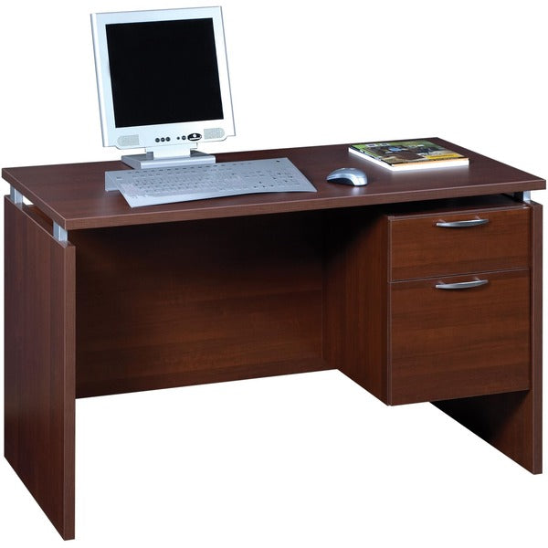 Star Single Pedestal Desk MA 11-2448 - For - Table TopRectangle Top x 48" Table Top Width x 24" Table Top Depth x 1" Table Top Thickness - 29" Height - Filing, Accessories - Assembly Required - Cayenne Cherry, Laminated, Satin Silver - 1 Each