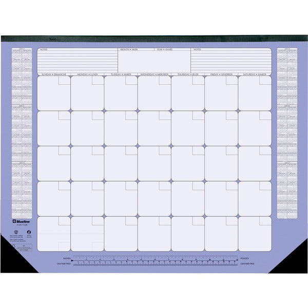 Blueline Blueline Undated Monthly Desk Pad Calendar - 22" x 17" Sheet Size - Desk Pad - Reinforced - 1 Each