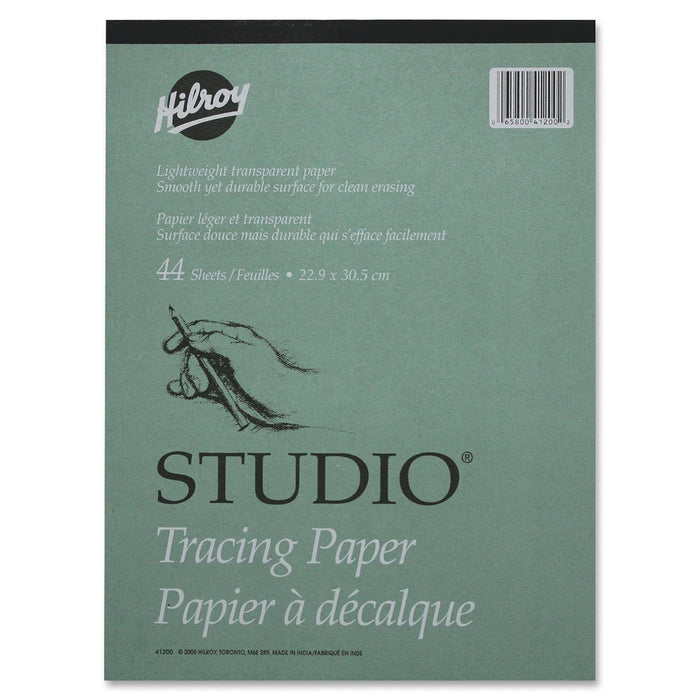 Hilroy Tracing Paper Pad - 44 Sheets - Plain - 9" (22.86 cm) x 12" (30.48 cm) Sheet Size - Transparent Paper - Lightweight - 1 Each