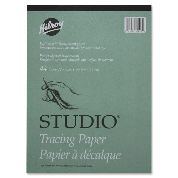 Hilroy Tracing Paper Pad - 44 Sheets - Plain - 9" (22.86 cm) x 12" (30.48 cm) Sheet Size - Transparent Paper - Lightweight - 1 Each