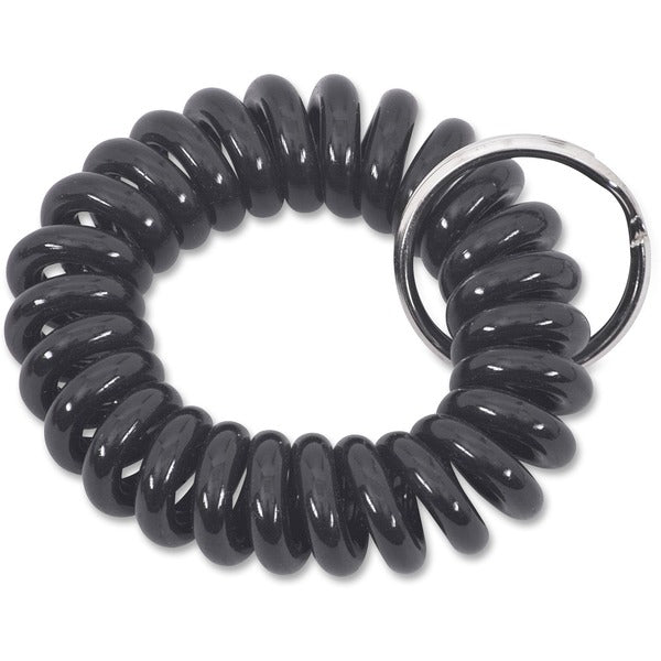 Merangue Key Ring Coil Wrist Bands - Plastic - Black - 3 / Pack