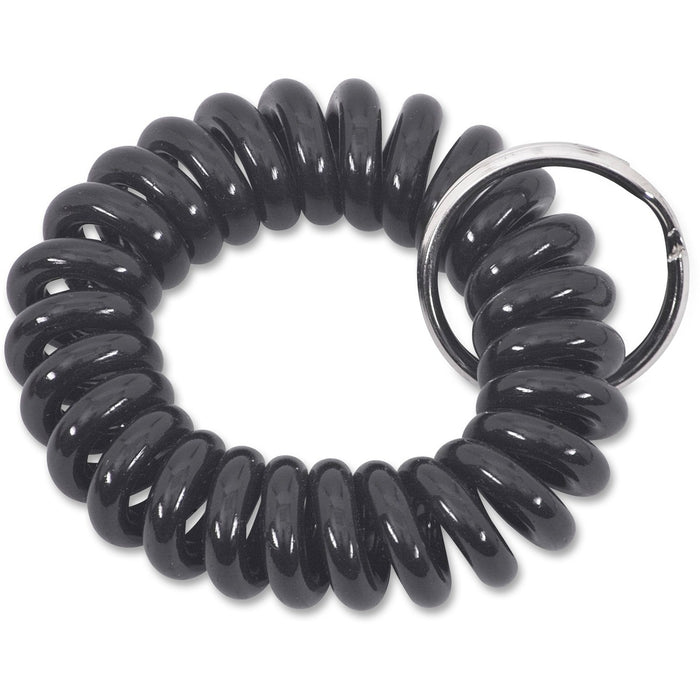 Merangue Key Ring Coil Wrist Bands - Plastic - Black - 3.0 / Pack