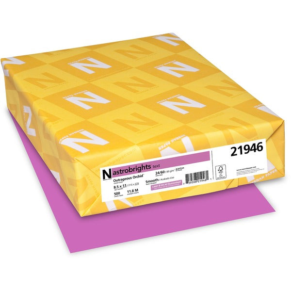 Astrobrights Color Copy Paper - Outrageous Orchid - Letter - 8 1/2" (215.90 mm) x 11" (279.40 mm) - 24 lb (10886.22 g) Basis Weight - Smooth - Acid-free, Lignin-free, Fade Resistant - Outrageous Orchid - 500 / Pack