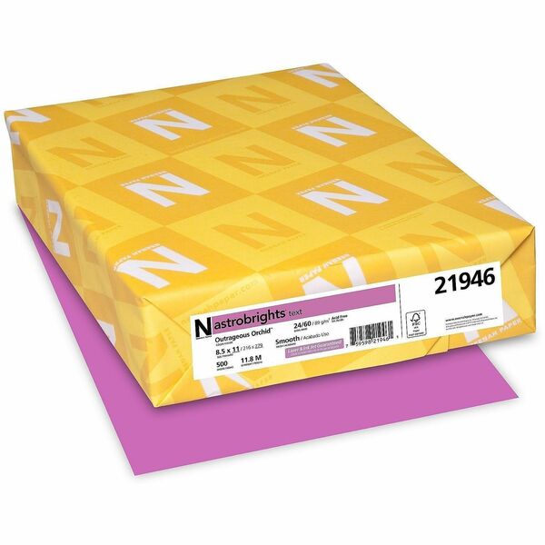 Neenah Color Copy Paper - Outrageous Orchid - Letter - 8 1/2" (215.90 mm) x 11" (279.40 mm) - 24 lb (10886.22 g) Basis Weight - Smooth - Acid-free, Lignin-free, Fade Resistant - Outrageous Orchid - 500 / Pack
