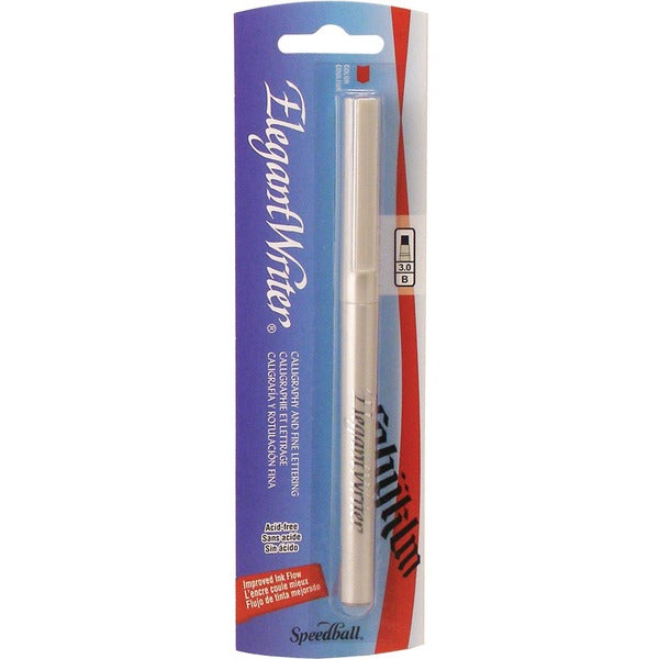 Speedball Elegant Writers - 3 mm (0.12") Chisel Marker Point - Silver Ink - Water Based - Silver Barrel - 1 Each