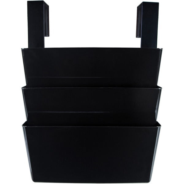 Storex Wall Pocket - 3 Pocket(s) - 14.3" Height x 13" Width x 4" Depth - 100% Recycled - Black - 3 / Set