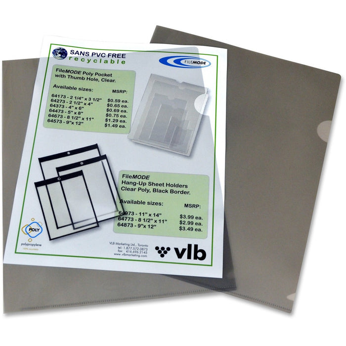 Filemode Letter No Report Cover - 8 1/2" (215.90 mm) x 11" (279.40 mm) - Smoke - Thumb Hole, Ink-transfer Resistant, PVC-free, Non-stick, Acid-free, Archival-safe, Moisture Resistant, Spill Resistant, Translucent - 10 / Pack