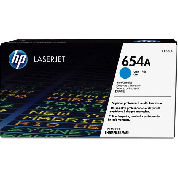 HP 654A (CF331A) Original Laser Toner Cartridge - Single Pack - Cyan - 1 Each - 15000 Pages