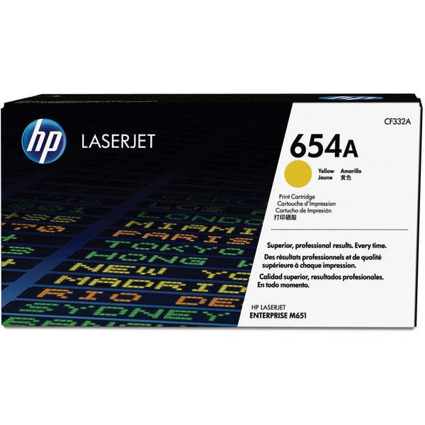 HP 654A (CF332A) Original Laser Toner Cartridge - Single Pack - Yellow - 1 Each - 15000 Pages