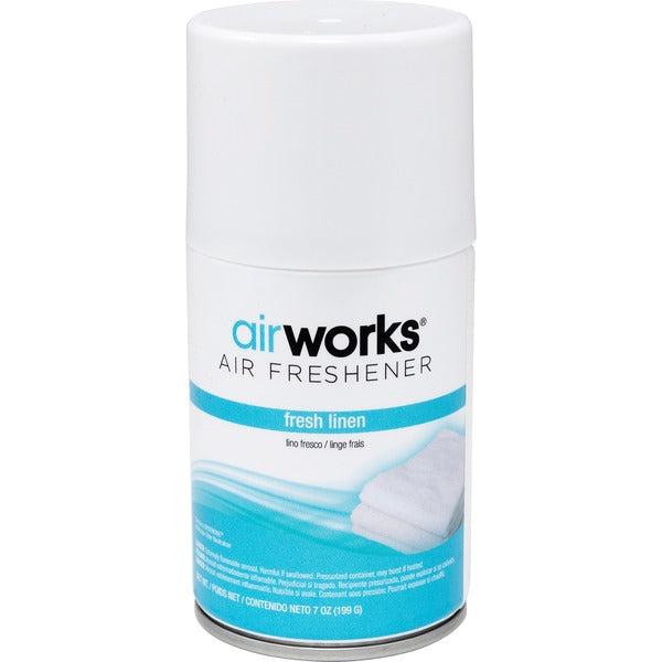 AirWorks Metered Aerosol Air Freshener Fresh Linen - Aerosol - 169901.08 L - 7 oz (198.45 g) - Fresh Linen - 12 / Carton