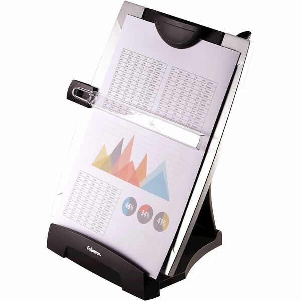 Office Suites&trade; Desktop Copyholder with Memo Board - 15" (381 mm) Height x 10.25" (260.35 mm) Width x 6" (152.40 mm) Depth - Black, Silver