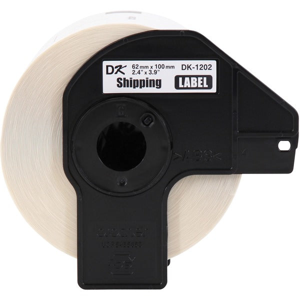 Brother DK Shipping Labels - 4" (101.60 mm) Width x 2 2/5" (60.96 mm) Length - White - Paper - 300 / Roll - 1 Roll